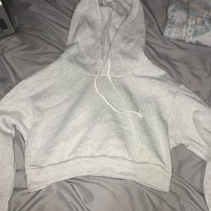 Grey Cropped Hoodie